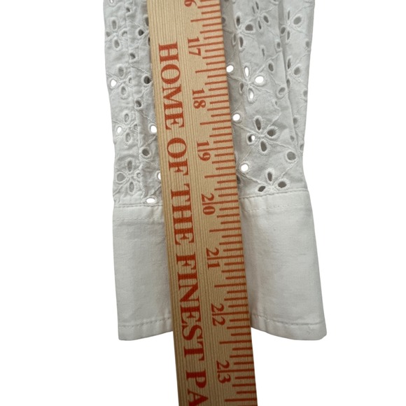 Vineyard Vines Eyelet Embroidered Tie-Front Top Women Small White V Neck Tassels - Picture 7 of 9